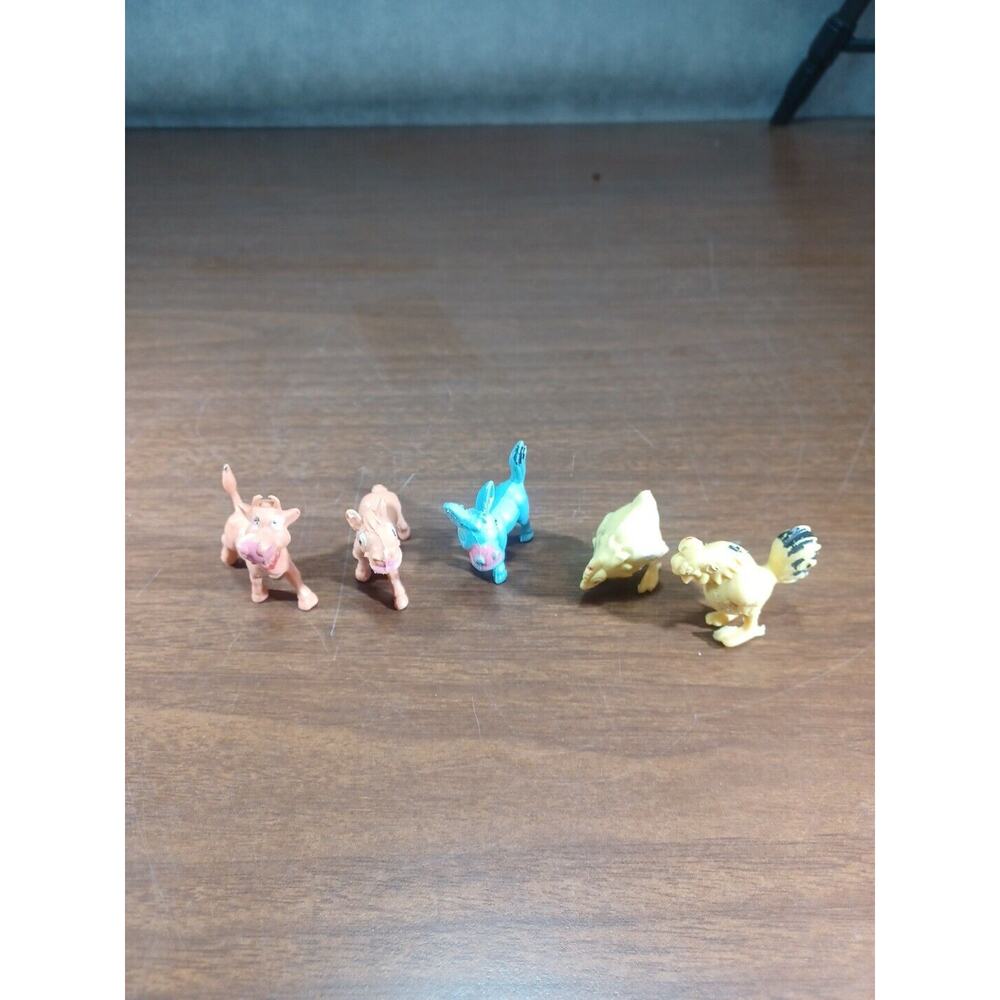 Vintage 1950s Made In Hong Kong Plastic Barn Yard Animal's Lot Of 5
